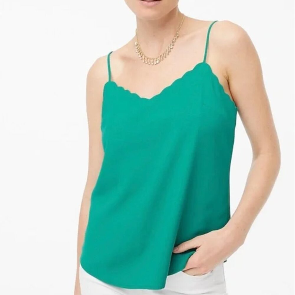 J.Crew | Scalloped v-neck camisole top | Green | Size 12